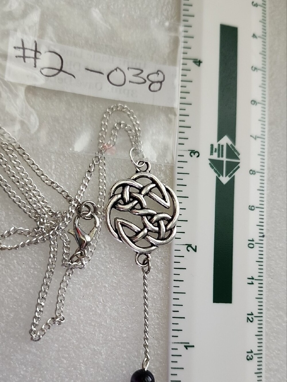 Hand Crafted Silver Celtic Knot Necklace with Purple Beads - Picture 6 of 10